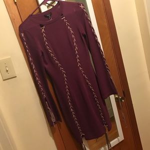 Purple Form Fitting Dress w/String Closures, Small